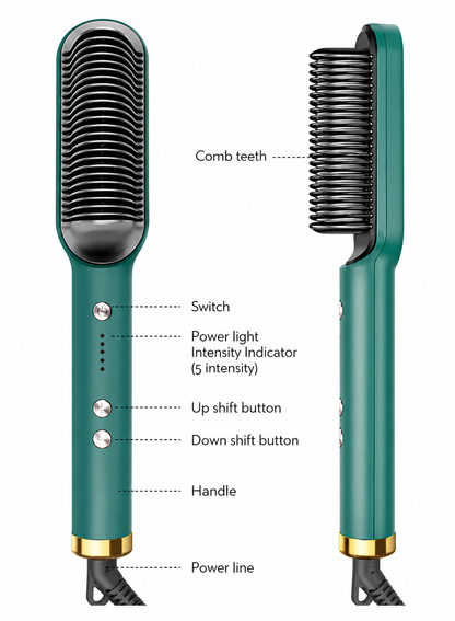 Premium Cordless Heated Hair Straightening Brush | USB Rechargeable Portable Hair Straightener Comb