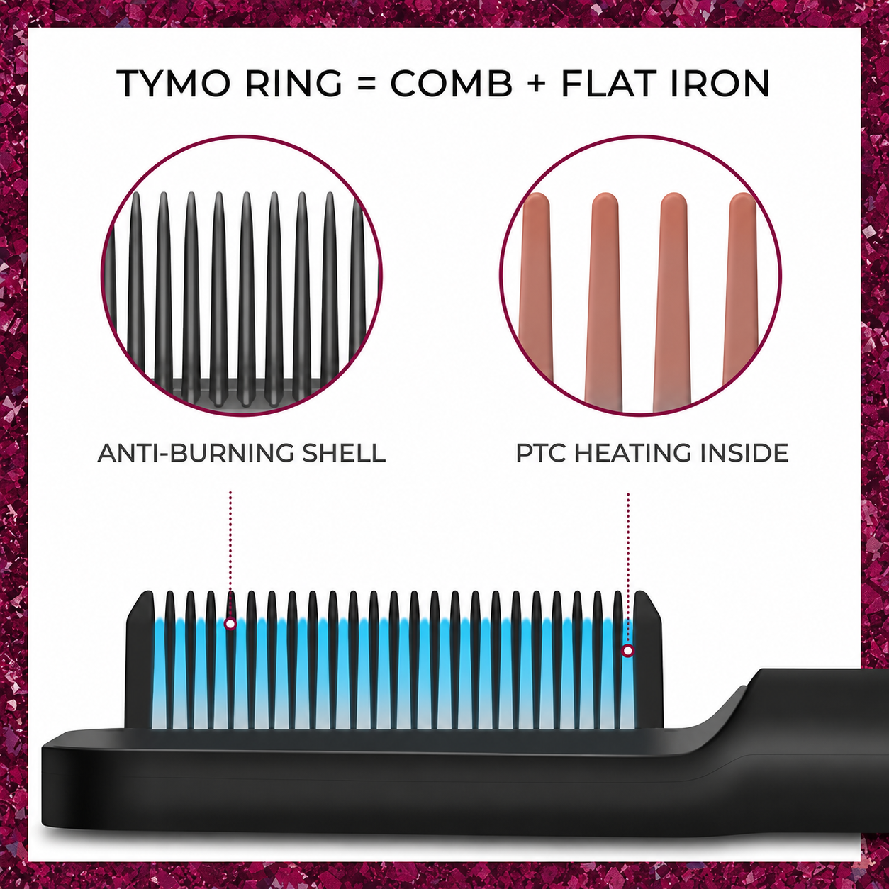 Premium Cordless Heated Hair Straightening Brush | USB Rechargeable Portable Hair Straightener Comb