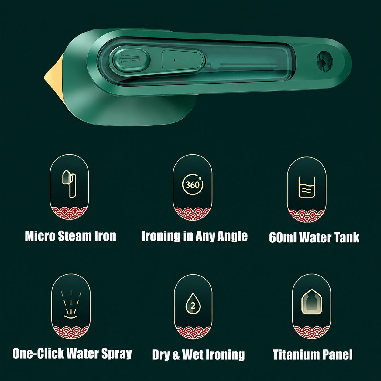 2-in-1 Portable Steam Iron | Handheld Garment Steamer with Titanium Panel | Dry & Wet Ironing