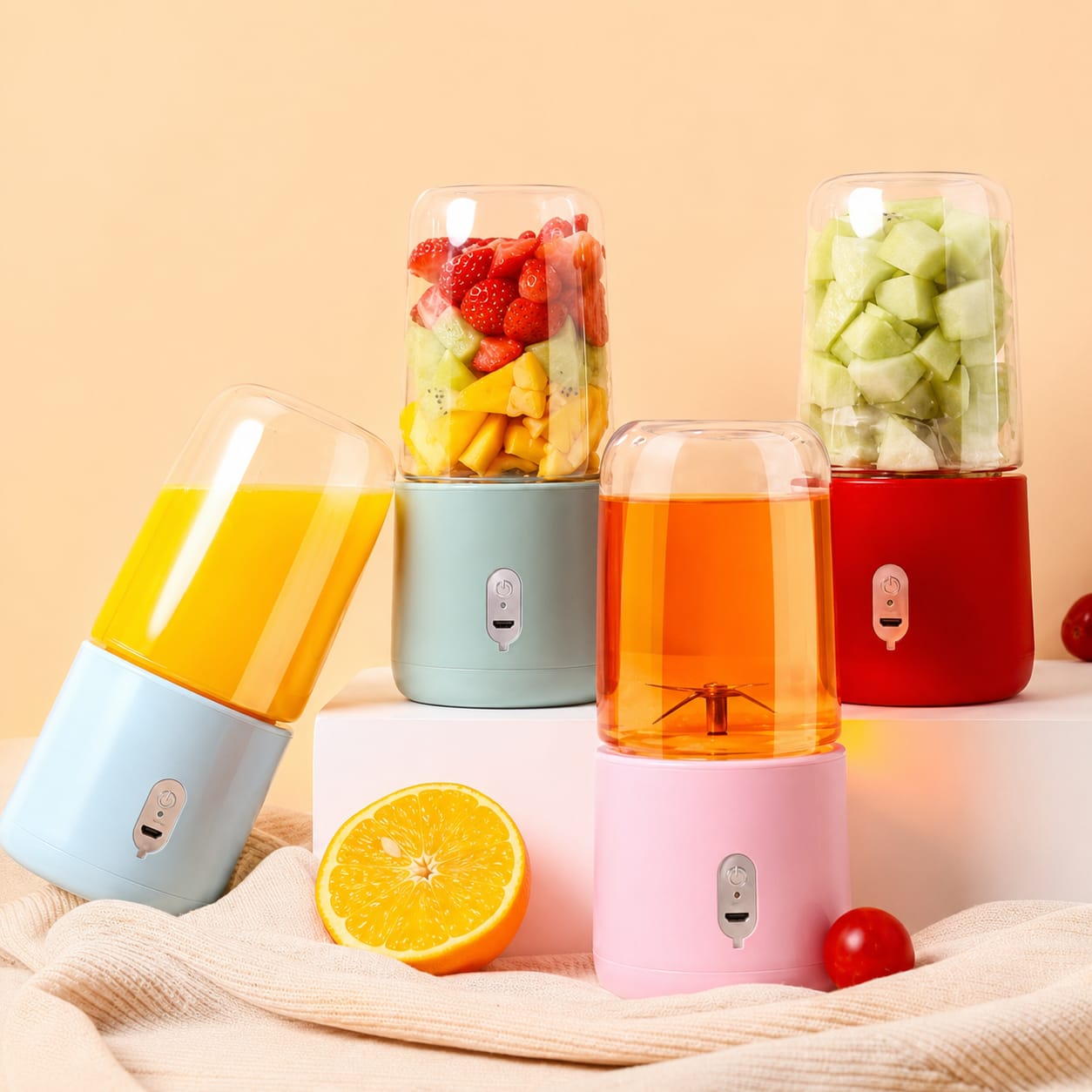 Portable USB Rechargeable Mini Juicer Blender with Sports Bottle | 6-Blade Smoothie Maker | 400ml