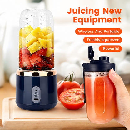 Portable USB Rechargeable Mini Juicer Blender with Sports Bottle | 6-Blade Smoothie Maker | 400ml