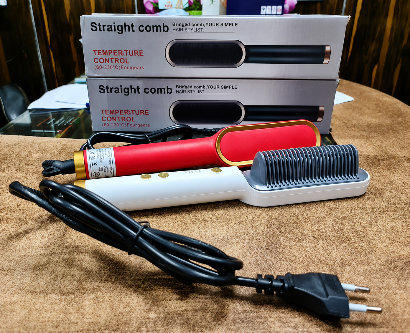Premium Cordless Heated Hair Straightening Brush | USB Rechargeable Portable Hair Straightener Comb